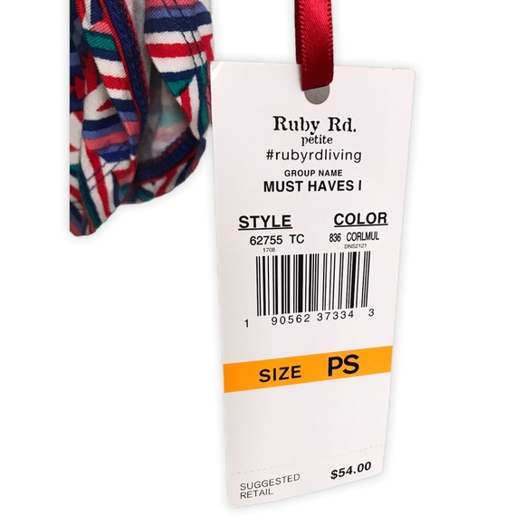 Ruby Rd. Multi Color Shape 3/4 Sleeve Top NWT - Picture 4 of 5